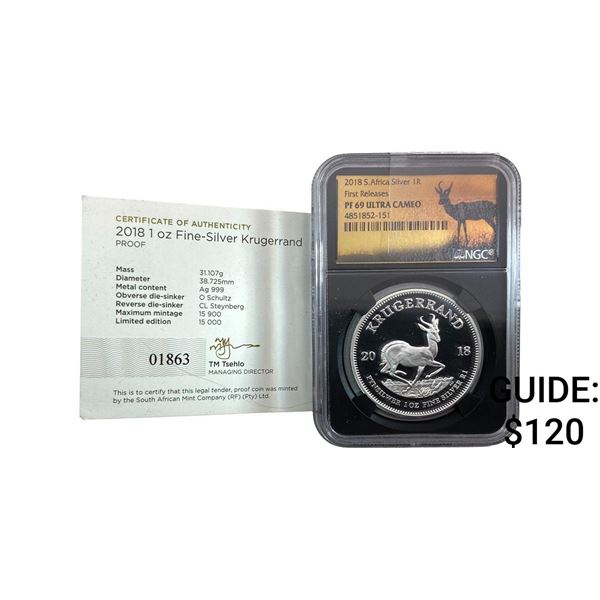 2018 S.AFRICA S1 RAND 1 OZ NGC SP69 UC