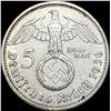 Image 2 : 1936-A Germany Silver 5 Reichsmark CLOSELY UNCIRCULATED