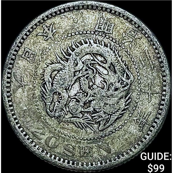 1877-1905 Japan Silver 20 Sen NEARLY UNCIRCULATED