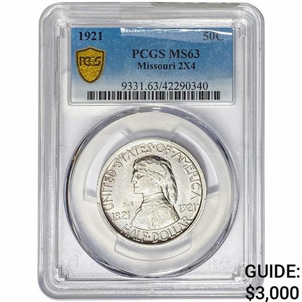 1921 Missouri Half Dollar PCGS MS63 2X4