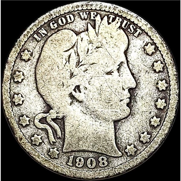 1908-S Barber Silver Quarter NICELY CIRCULATED