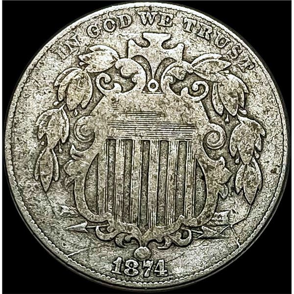 1874 Shield Nickel NICELY CIRCULATED