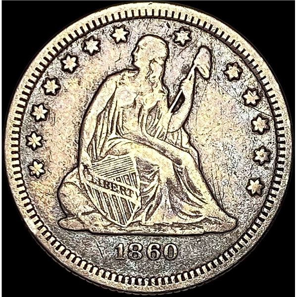 1860-O Seated Liberty Quarter NEARLY UNCIRCULATED