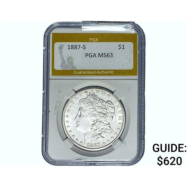 1887-S Morgan Silver Dollar PGA MS63