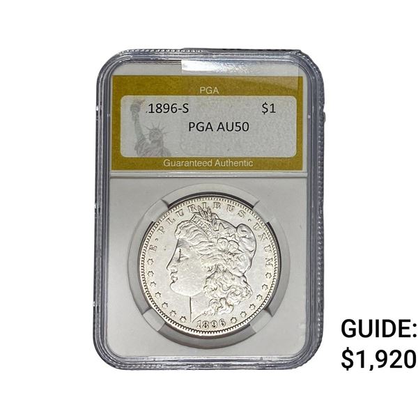 1896-S Morgan Silver Dollar PGA AU50