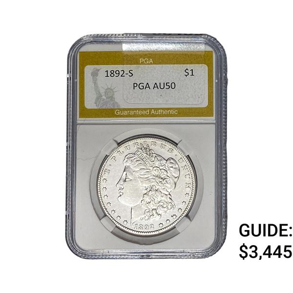 1892-S Morgan Silver Dollar PGA AU50