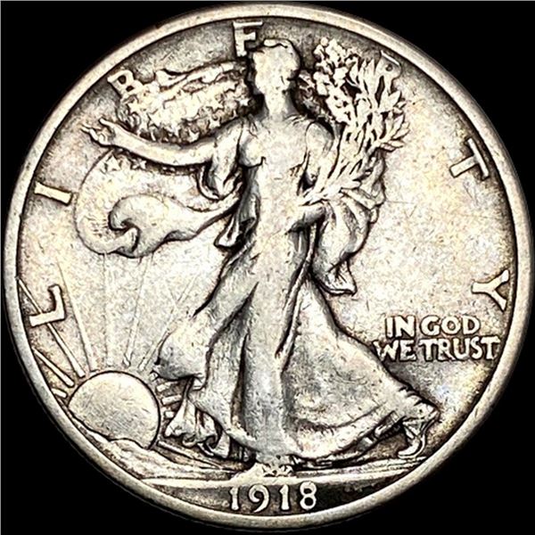 1918-S Silver Walking Liberty Half Dollar  LIGHTLY CIRCULATED