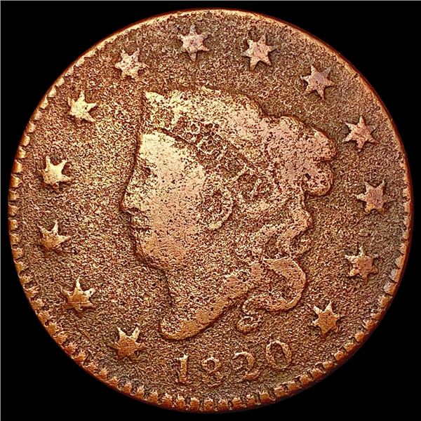 1820 Coronet Head Large Cent NICELY CIRCULATED