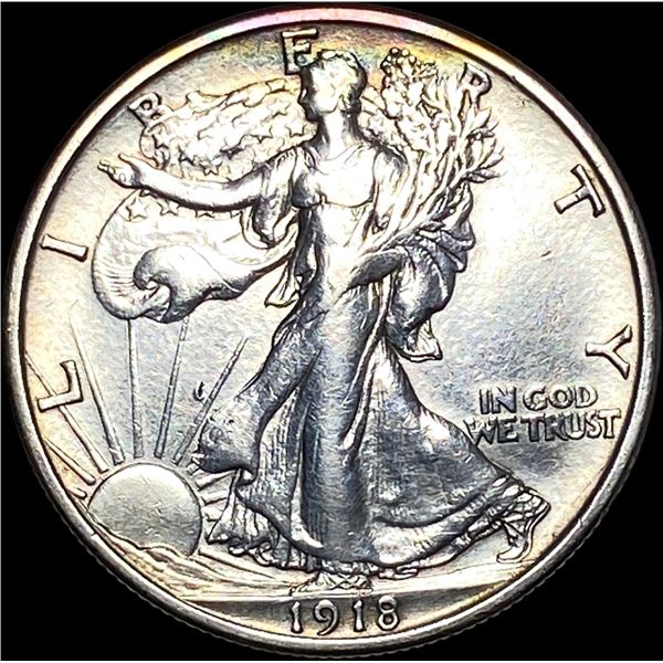 1918 Silver Walking Liberty Half Dollar  NEARLY UNCIRCULATED