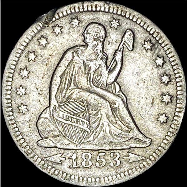 1853-O Seated Liberty Quarter Arrows/Rays  LIGHTLY CIRCULATED