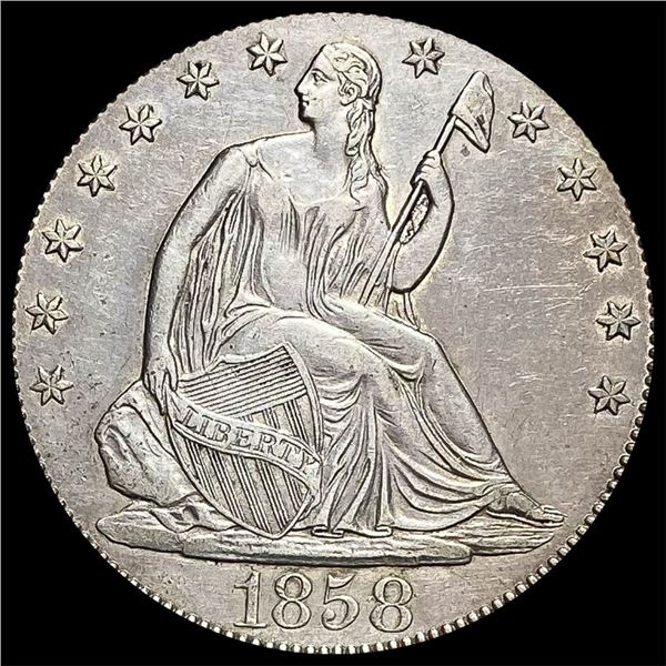 1858 Seated Liberty Half Dollar CLOSELY  UNCIRCULATED