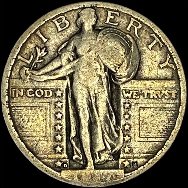 1917-D TY2 Silver Standing Liberty Quarter LIGHTLY CIRCULATED