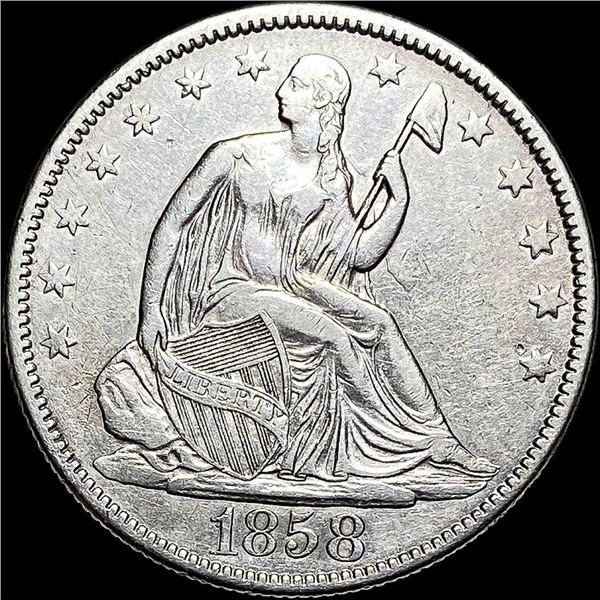 1858 Seated Liberty Half Dollar CLOSELY  UNCIRCULATED