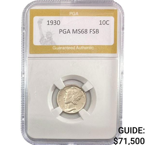 1930 Mercury Silver Dime PGA MS68 FSB