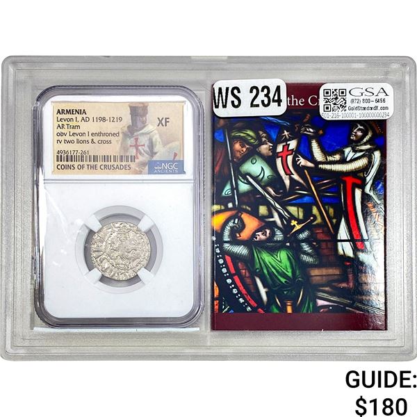 Armenia Levon I, AD 1198-1219 Silver Tram NGC XF