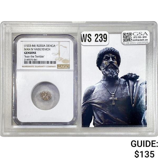 (1533-84) Russia Denga Ivan IV Vasilyevich NGC GENUINE