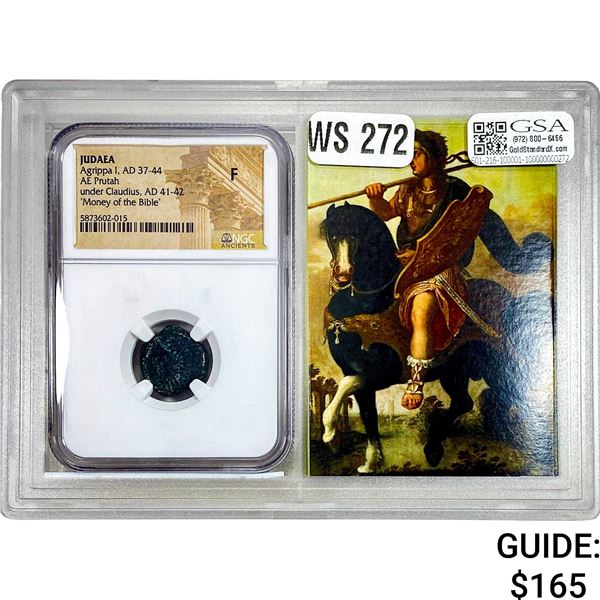 Judaea Agrippa I, AD 37-44 AE Prutah NGC F