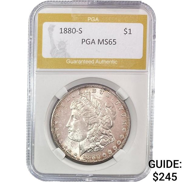 1880-S Morgan Silver Dollar PGA MS65