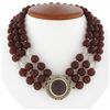 Image 7 : Trianon 3 Strand Carnelian & Rock Crystal Bead Necklace & Cameo 14k Gold Pendant