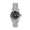 Image 2 : Rolex Ladies Stainless Steel Black Diamond Smooth Bezel Date Wristwatch 26MM