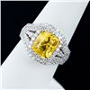 Image 3 : 5.10 ctw UNHEATED Yellow Sapphire and 1.32 ctw Diamond Platinum Ring (GIA CERTIF