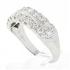 Image 9 : Vintage Platinum 1.0 ctw Dual Row Fishtail Pave Diamond Stack Wedding Band Ring