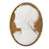 Image 1 : Vintage 18k Gold Oval Carved Shell Cameo & Twisted Wire Frame Pin Brooch Pendant