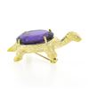 Image 5 : Vintage 14k Yellow Gold 11 ctw Oval Amethyst Diamond Turtle Tortoise Pin Brooch