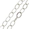 Image 3 : Platinum Long 29" Open Oval Link Chain Slip On Necklace w/ Diamond & Pink Stones