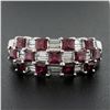 Image 1 : 18K White Gold 2.65 ctw Square Ruby & Baguette Diamond Checkerboard Cocktail Rin