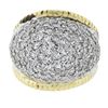 Image 6 : Vintage 14K TT Gold 4 ctw Pave Set Diamond Domed Bombe Grooved Wide Band Ring