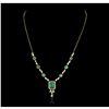 Image 2 : 18KT Yellow Gold 4.77ctw Emerald and Diamond Necklace FJM3438