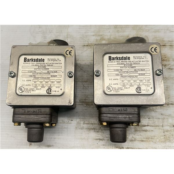(2) Barksdale #E1H-H250 Pressure Switches