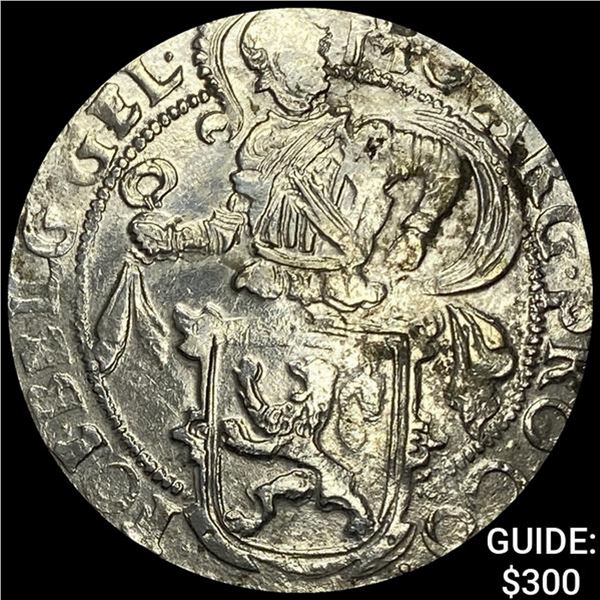 1500s-1600s Netherlands .67oz Silver Lion Daalder NEARLY UNCIRCULATED
