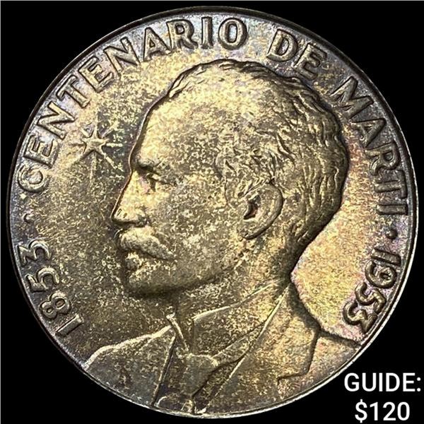 1953 Cuba Silver Peso .77oz NEARLY UNCIRCULATED