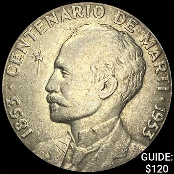 1953 Cuba Silver Peso .77oz NEARLY UNCIRCULATED