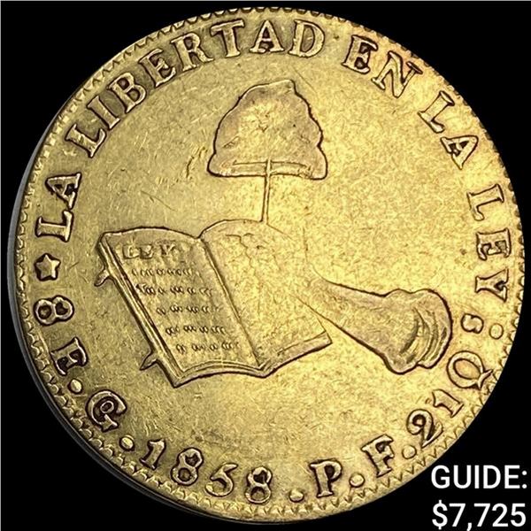 1868Go PF Mexico Gold 8 Escanos .7615oz NEARLY UNCIRCULATED