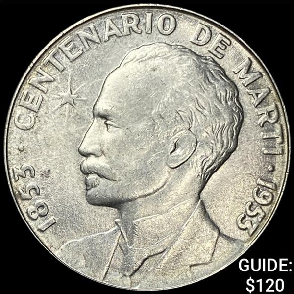 1953 Cuba Silver Peso CLOSELY UNCIRCULATED