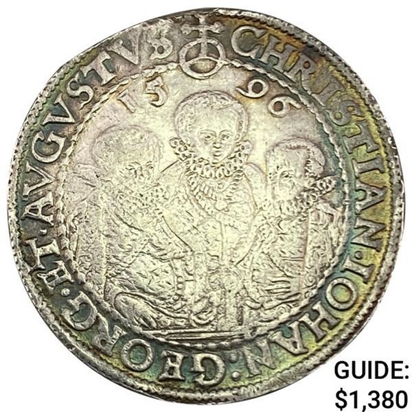 1596-HB Saxony Silver Thaler 3 Brothers CLOSELY UNCIRCULATED
