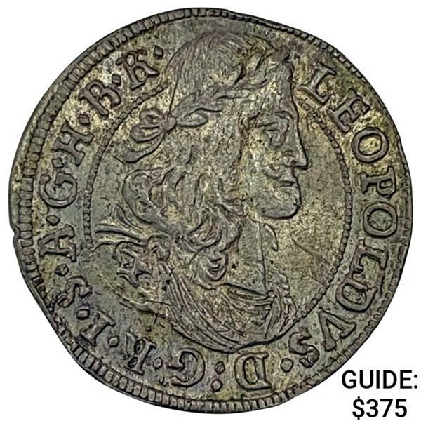 1681 Austria Silver 3 Kreuzer Leopold I UNCIRCULATED