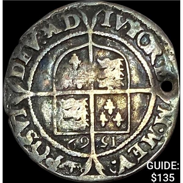 1569 England Silver 6 Pence-Elizabeth I NEARLY UNCIRCULATED