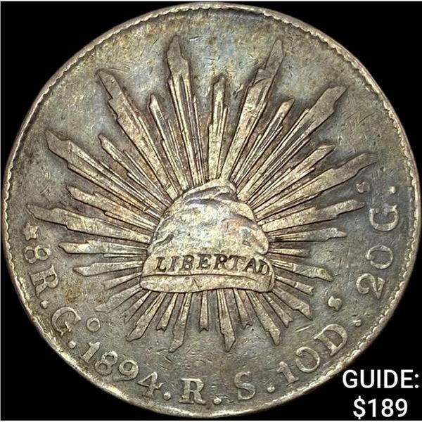 1894Go RS Mexico Silver 8 Reales NEARLY UNCIRCULATED