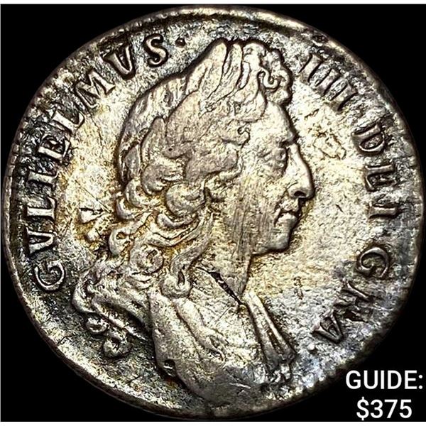 1697 Great Britain Silver Shilling CLOSELY UNCIRCULATED