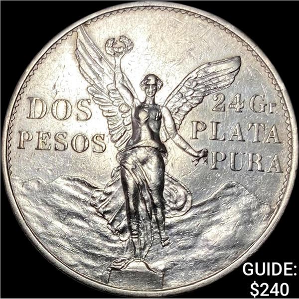 1921-Mo Mexico Silver 2 Pesos CLOSELY UNCIRCULATED