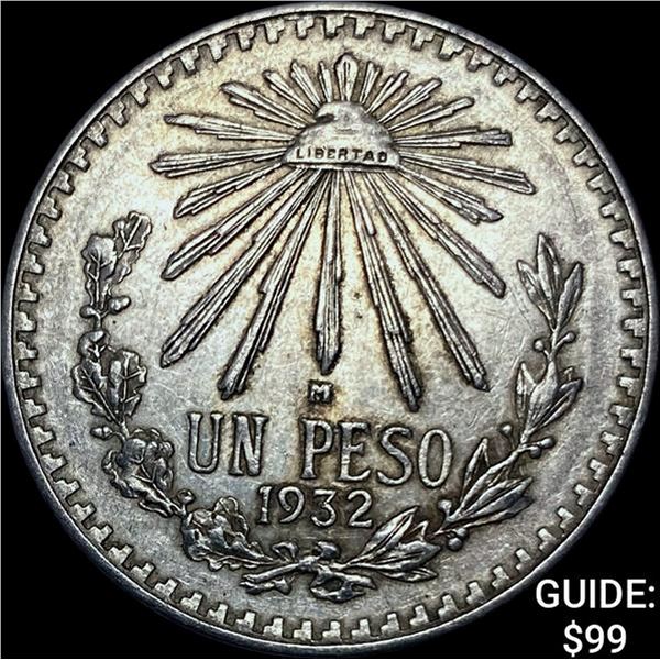 1932-M Mexico Silver Peso CHOICE AU