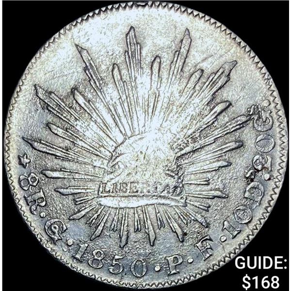 1850Go PF Mexico Silver 8 Reales CHOICE AU