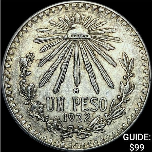 1932-M Mexico Silver Peso CHOICE AU