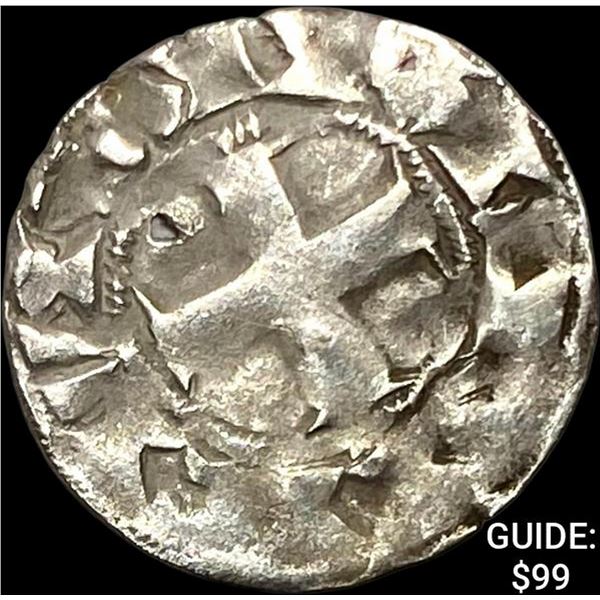 1180-1223 Crusades France Silver Denier NEARLY UNCIRCULATED