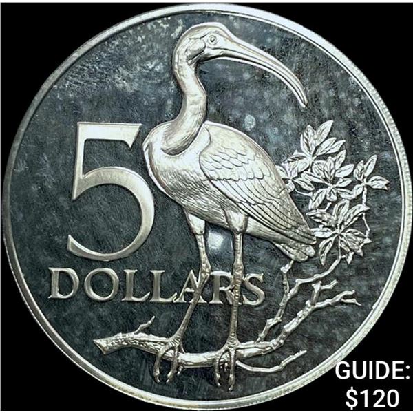 1972 Trinidad & Tabago .8833oz Silver $5 CHOICE PROOF