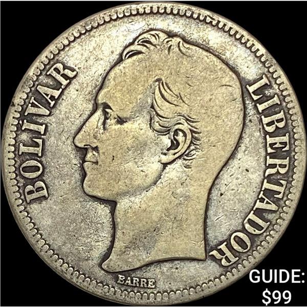 1926 Venezuela 5 Bolivares NEARLY UNCIRCULATED